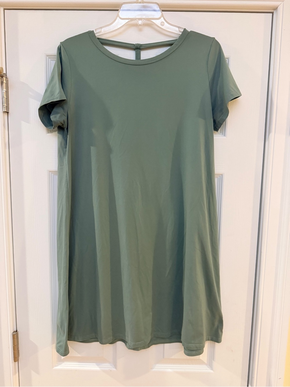 Ladies Size Large "Alya" Olive Green Short Sleeve Tunic Dress GUC
